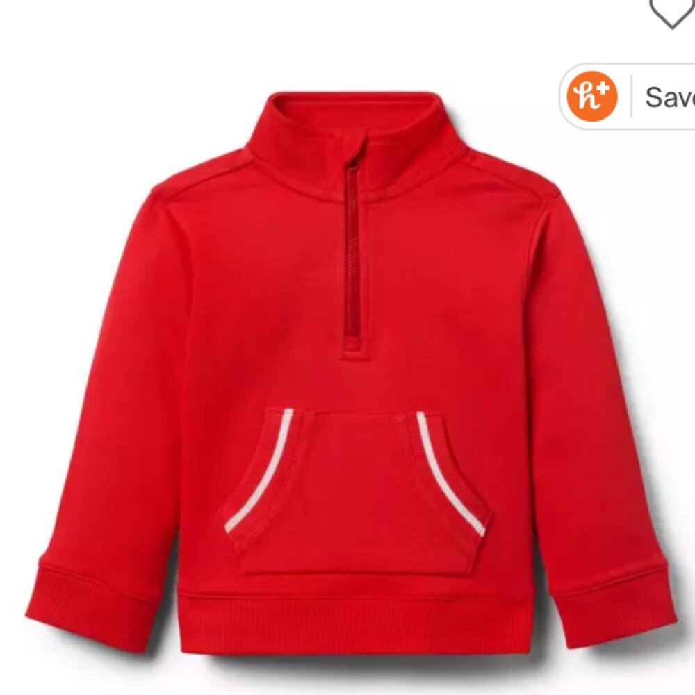 Janie and Jack - Striped Pocket Half-Zip Sweatshirt in Winter Red- 18-24m